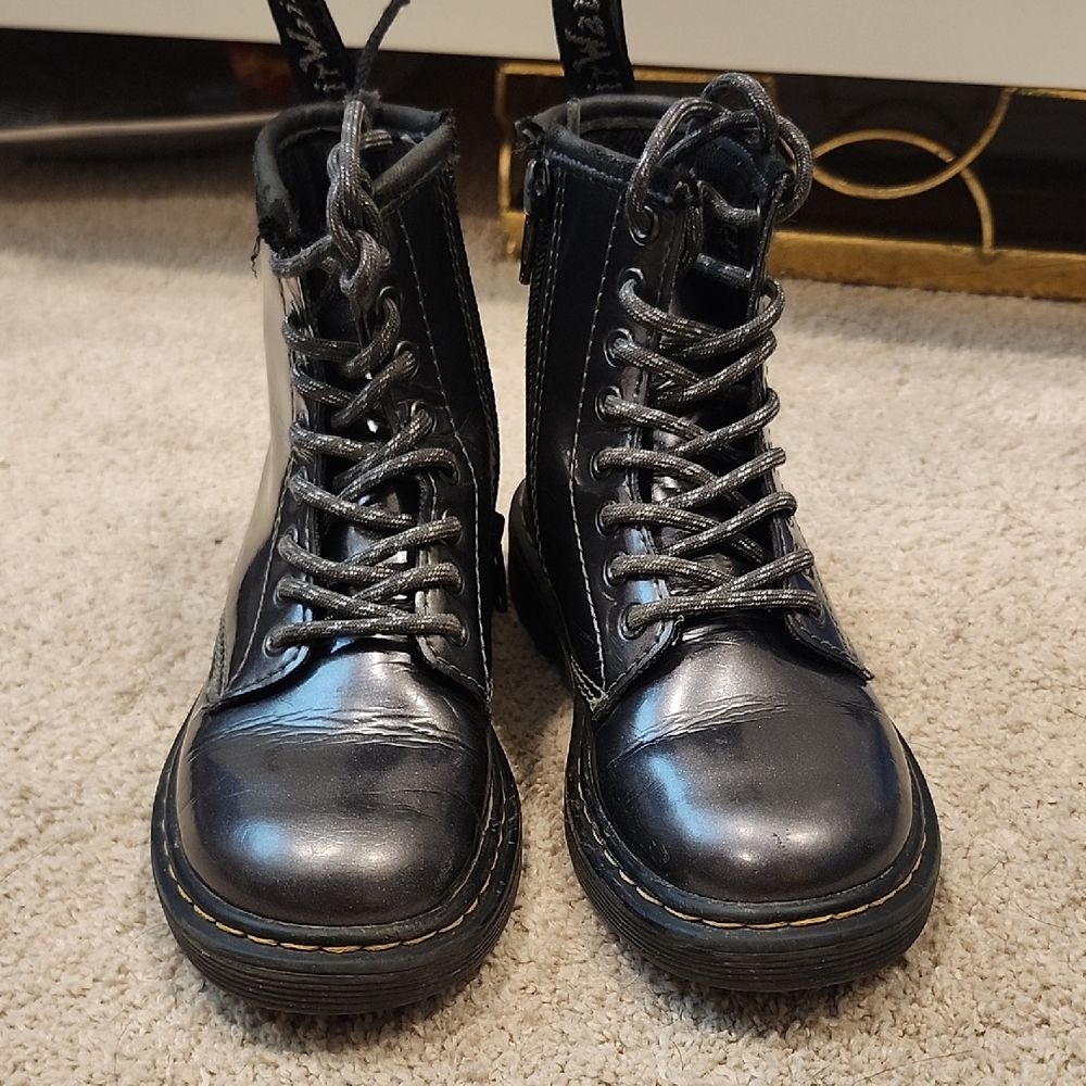 Dr. Martens Kids Black Leather Lace-Up Boots